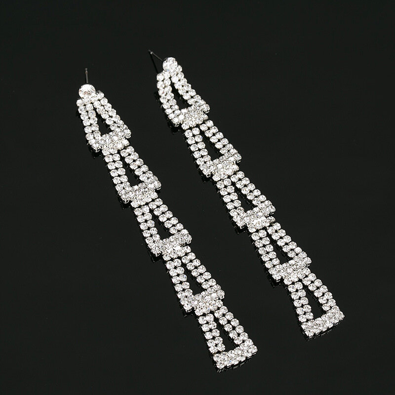 Anting suplai anting-anting rumbai indah dengan berlian imitasi E344