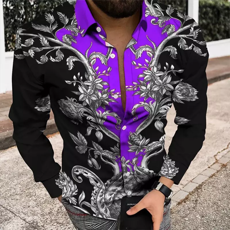 Весна-Осень 2023, Мужская Роскошная Одежда, высококачественные мягкие и удобные мужские рубашки с рисунком высокого разрешения