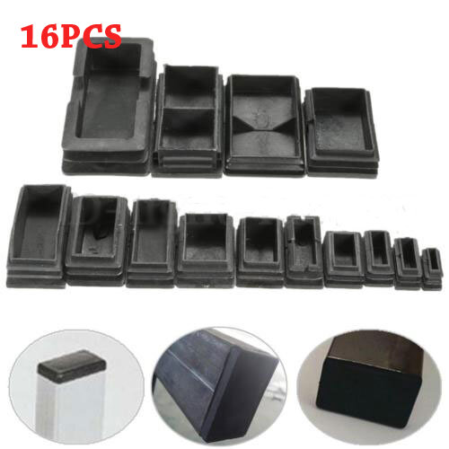 Cobertura de ponta de plástico para cadeira, 16 peças, preto, inserção, tubo, cobertura de seção, mobília, mesa, cobre