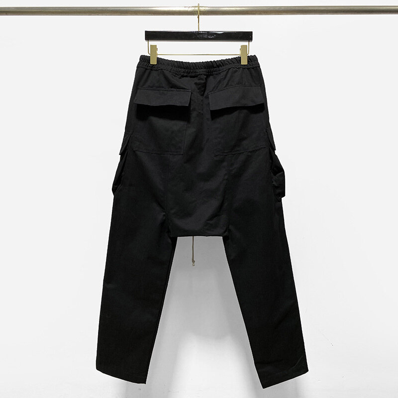Calça casual larga masculina, bolso grande, cordão Owens, elástico na cintura, jeans, Rick, 2023