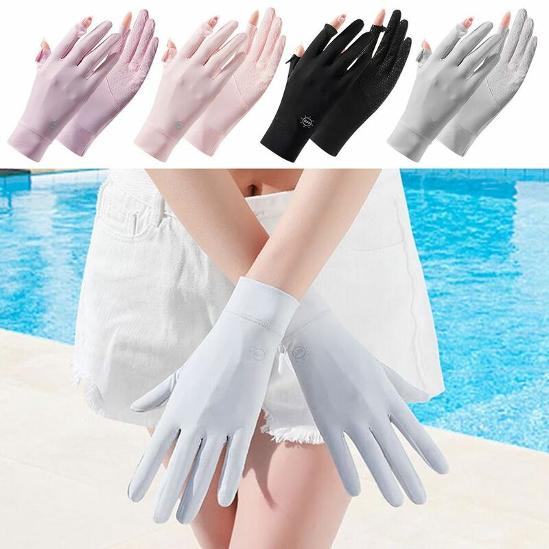 Guanti estivi traspiranti per Touch Screen guanti per la protezione solare guanti da donna guanti in seta di ghiaccio