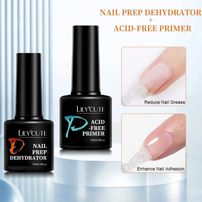 LILYCUTE 7ML Nail Prep Dehydrator Natural Nail-Primers Gel Nail Polish Air Dry Soak Off Base Top Coat Nail Art Varnish Manicure
