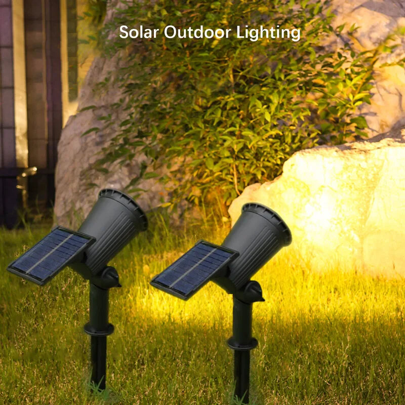 9 led solar spotlight, à prova d'água ip65, brilho ajustável, para jardim, quintal, garagem, pátio, lei decoração
