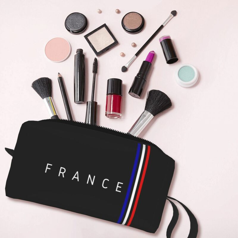 Franse Vlag Frankrijk Trots Cosmetische Tas Vrouwen Kawaii Grote Capaciteit Patriottische Make-Up Case Schoonheidsopslag Toilettassen