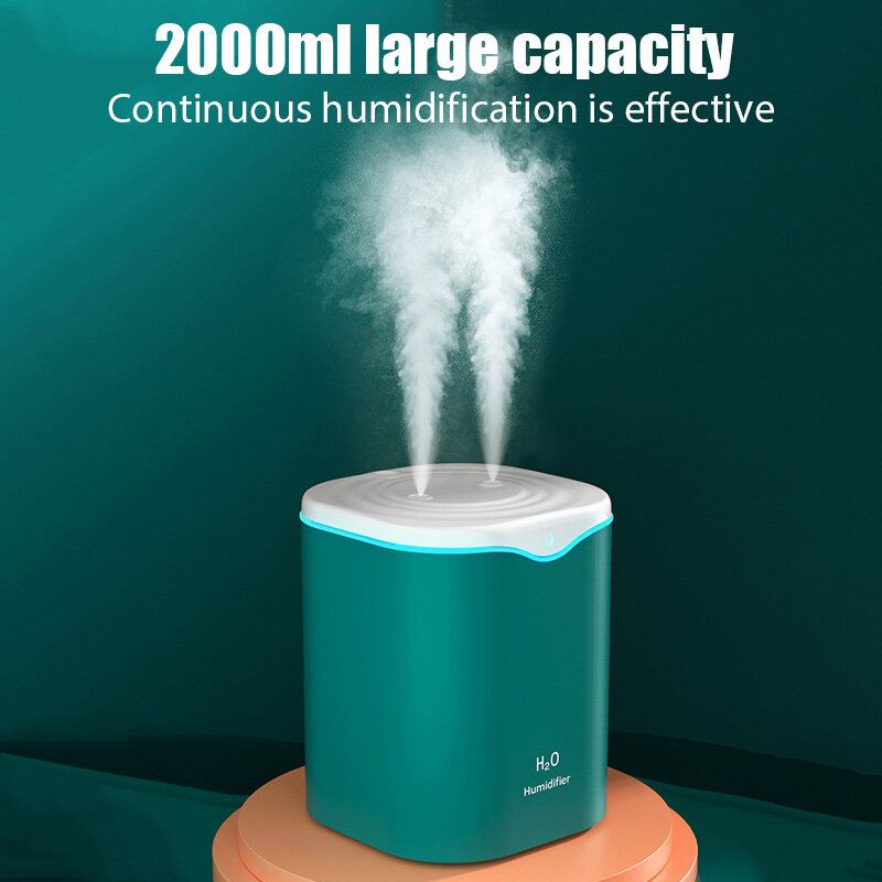 2000ml USB Luftbe feuchter Doppels prüh anschluss ätherisches Öl Aroma therapie Humificador Cool Mist Maker Fogger reinigen für das Home Office