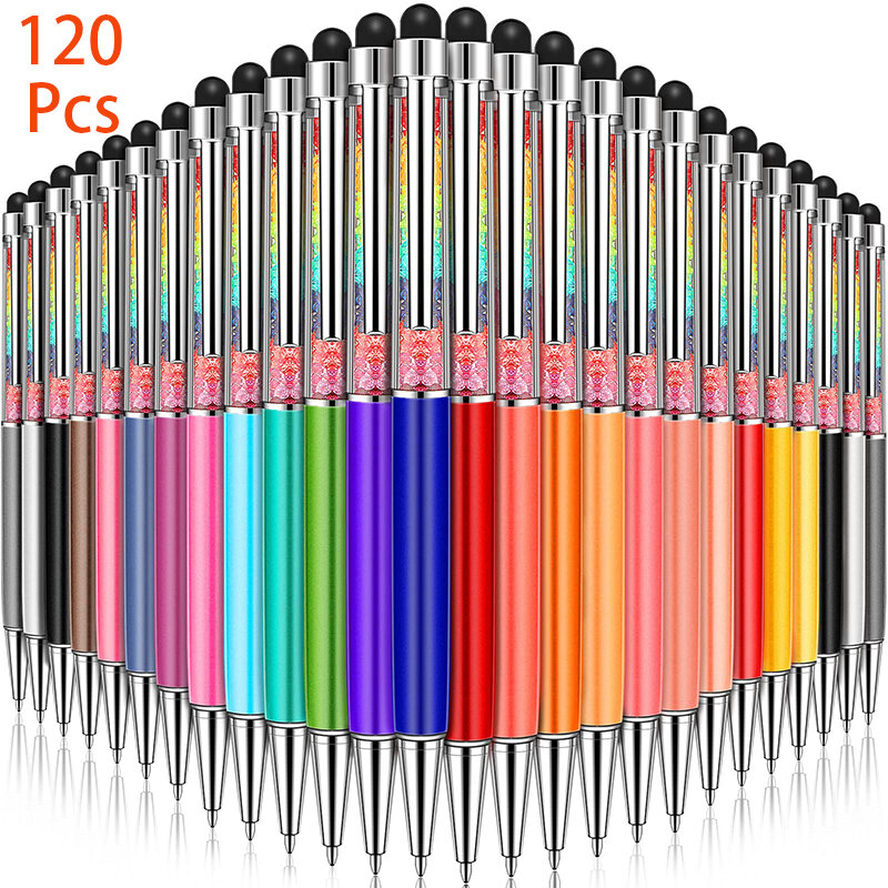 120 Stuks Kristal Balpen Crystal Stylus Pen Bling Balpen Capacitieve Schrijfpennen Voor Touchscreens