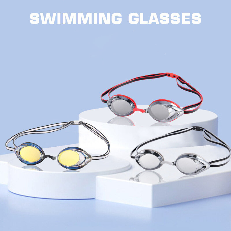 Gafas de natación para adultos, equipo de alta definición, impermeables, antivaho, de silicona, caja transparente