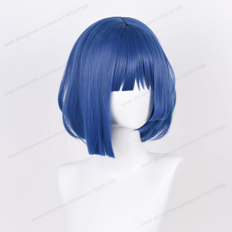 Anime CHRISTada Ryo Cosplay Perruque pour Femme, Cheveux Bleu Gris avec Épingle à Cheveux, Degré de Chaleur, Perruques de ix, Bonnet, 30cm