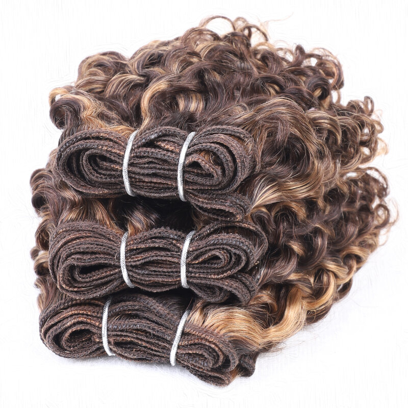Brazilian Jerry Curly Human Hair Bundles Kinky Curl 3pcs P4/27 Highlight Human Hair Weave Bundles Remy Hair Extension