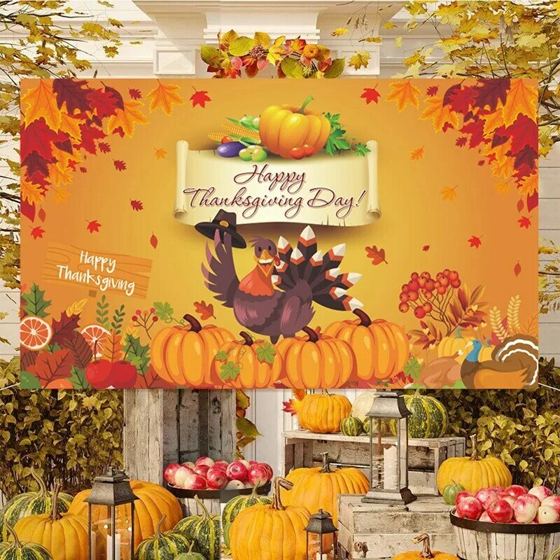 Gelukkige Thanksgiving Dag Hangende Herfst Oogst Poster Achtergrond Banner 70.8inx43.3in Voor Thanksgiving Day Feestdecoratie