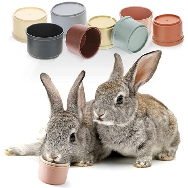 Штабелирование чашек игрушка для кроликов, многоцветные многоразовые маленькие животные, головоломки, игрушки для скрытия еды, игры в кроликов, аксессуары для домашних животных штабелирование чашек
