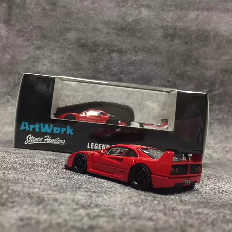 Caçadores de Stance-Modelo clássico carro vermelho, Open Tail Gate, Detalhes do motor, 1:64, LM F40