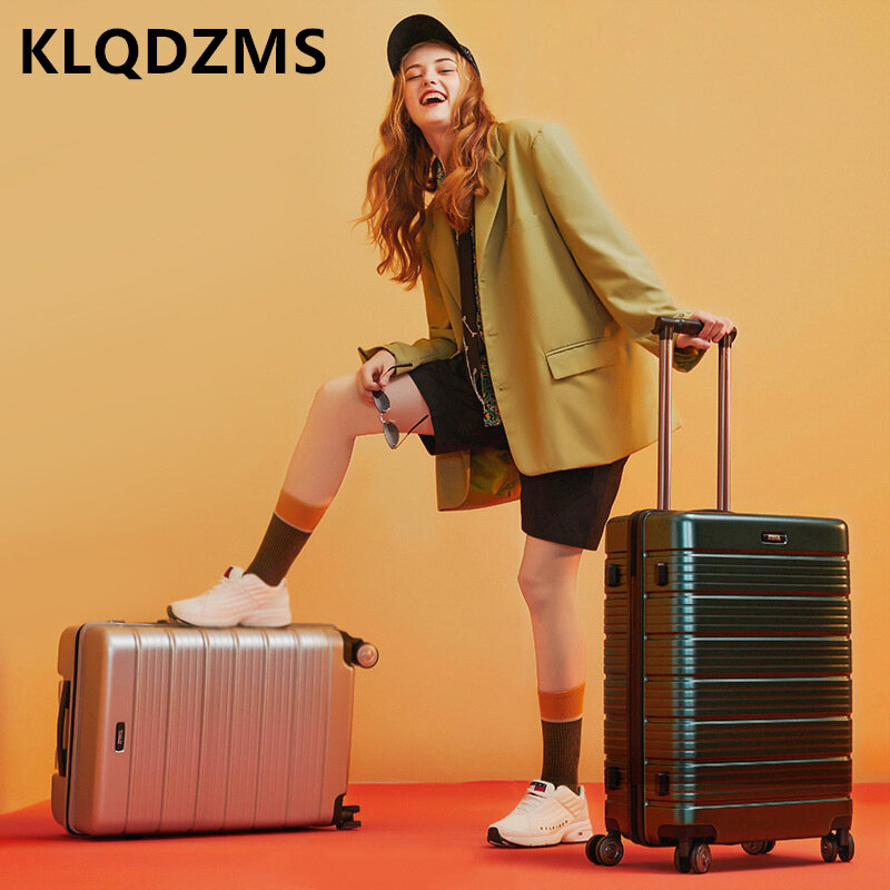 KLQDZMS 20นิ้ว Multi-Function กระเป๋าเดินทางขนาดใหญ่-เก็บของความจุกระเป๋าเดินทางผู้ชายและผู้หญิงนักเรียน Boarding รถเข็นกรณี