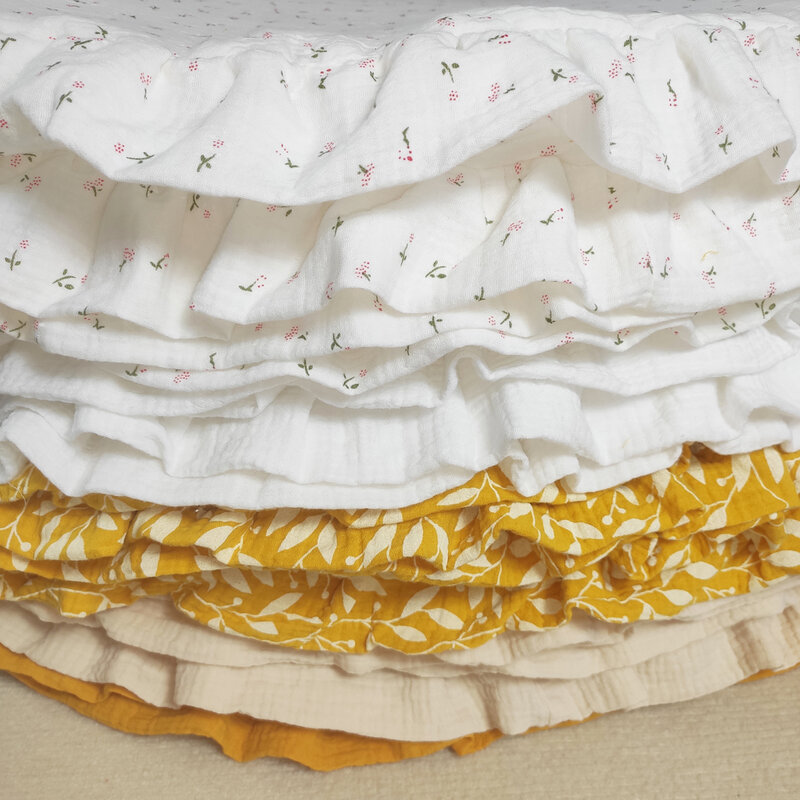 Kain Muslin Properti Foto Bermain Tenda Dekorasi 100% Katun Bulat Karpet Pembibitan dengan Embel-embel Bayi Baru Lahir Empuk Merangkak Tikar