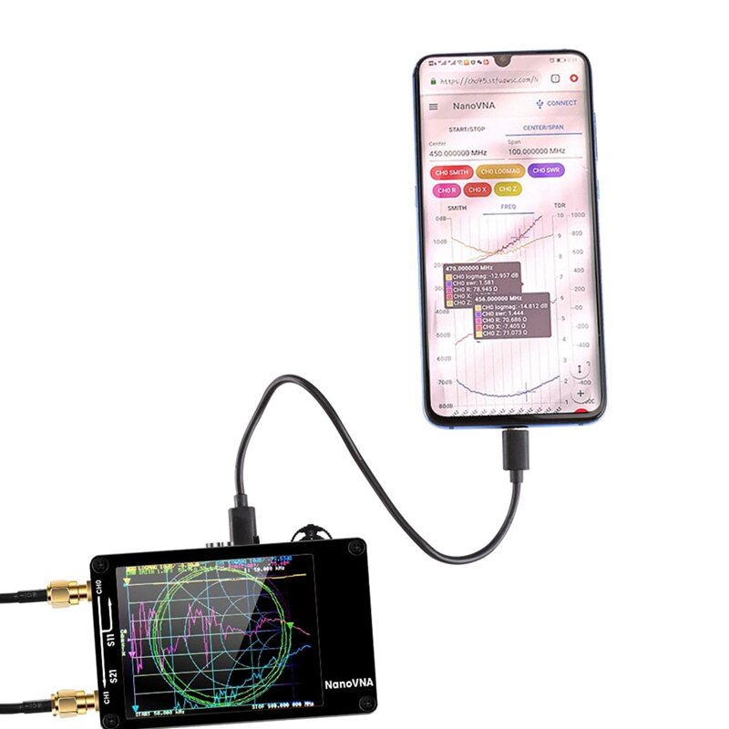 BAAY Verbesserte Version Nanovna-H Vector Netzwerk Antenne Analyzer 10Khz-1,5 Ghz MF HF VHF UHF Mit SD Card Slot