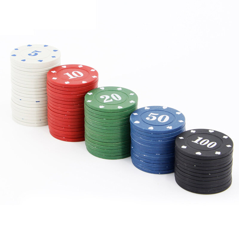 プラスチックケース付きポーカーチップセット、プロフェッショナルチップ、texas Holdem、ブラックジャックカードゲーム、100個