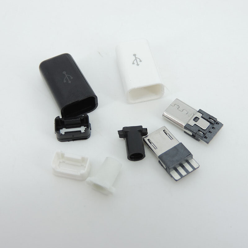 4 in 1 DIY weiß schwarz Micro USB 5-polig Schweißen Typ Stecker Stecker Ladegerät Abdeckung 5p USB Heck Ladeans chluss Buchse l1