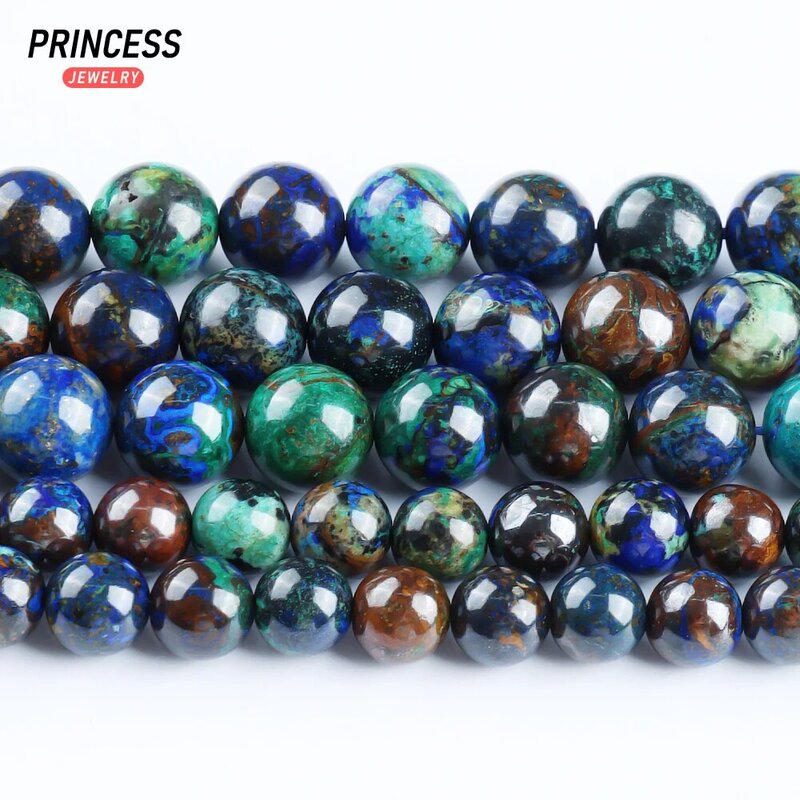 A ++ Chrysocolla alami Azurite manik-manik batu longgar untuk perhiasan membuat gelang kalung Aksesori DIY 6 8 10mm