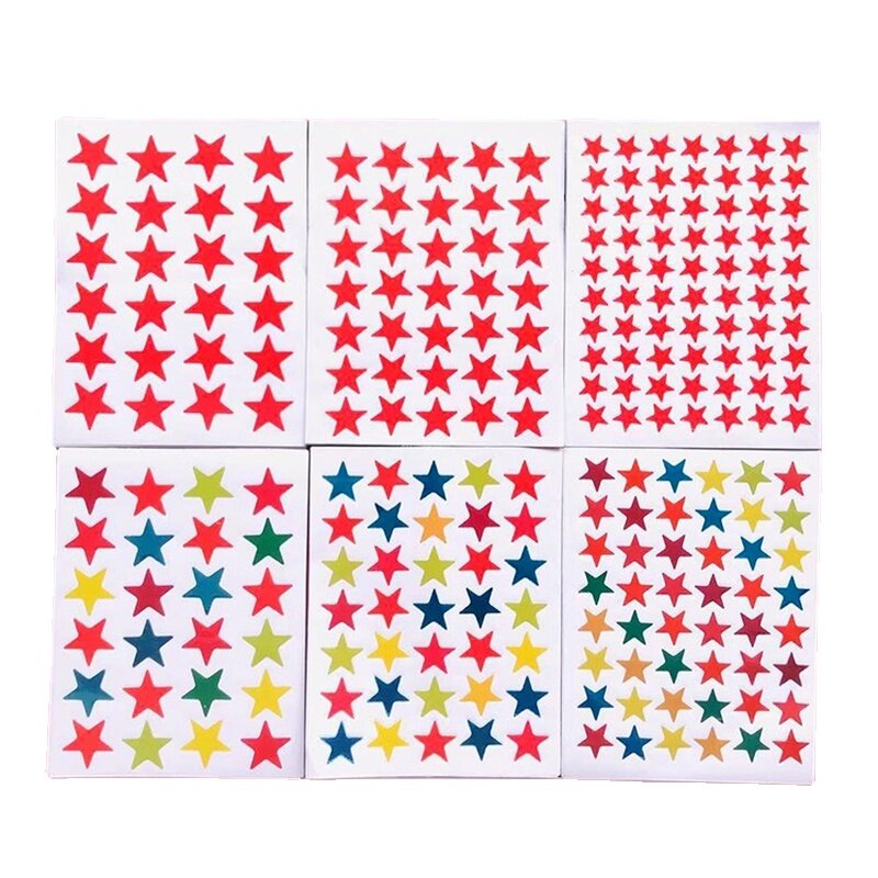 10แผ่น/แพ็คดาวที่มีสีสันรางวัล Glitter สติ๊กเกอร์เครื่องเขียนห้าสติกเกอร์สำหรับเด็กนักเรียนหนังสือสติ๊กเกอร์ตกแต่ง