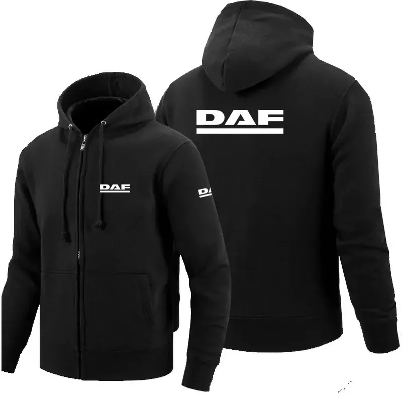 Camisola com zíper com logotipo DAF masculina, capuz longo, roupas casuais, moda, outono, inverno, 2023