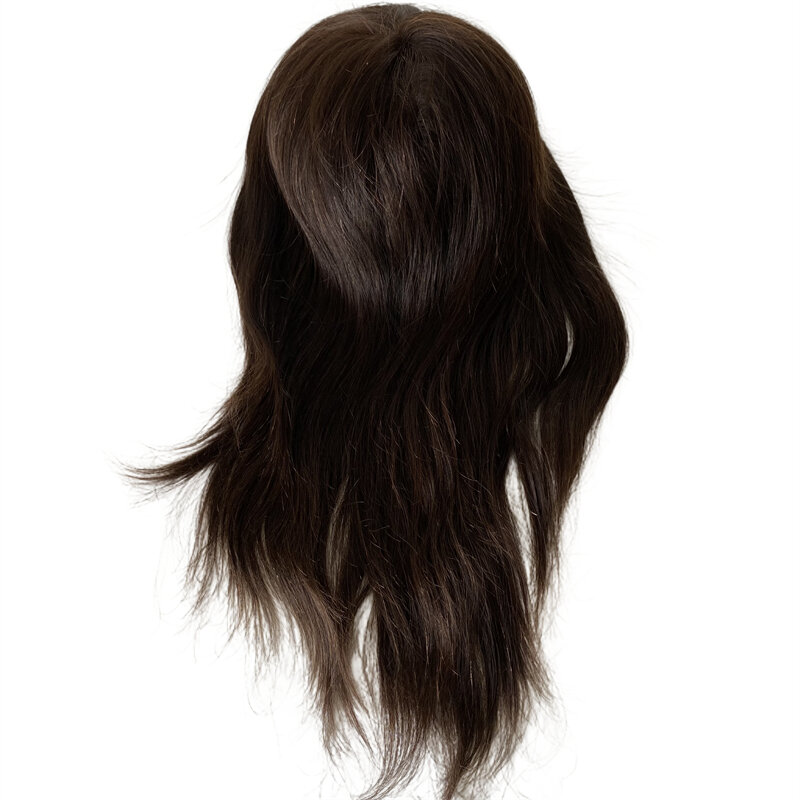 16 Inches Peruvian Virgin Human Hair Systems Dark Brown Color 2# 130% Density 7x9 Mono Topper for Black Woman