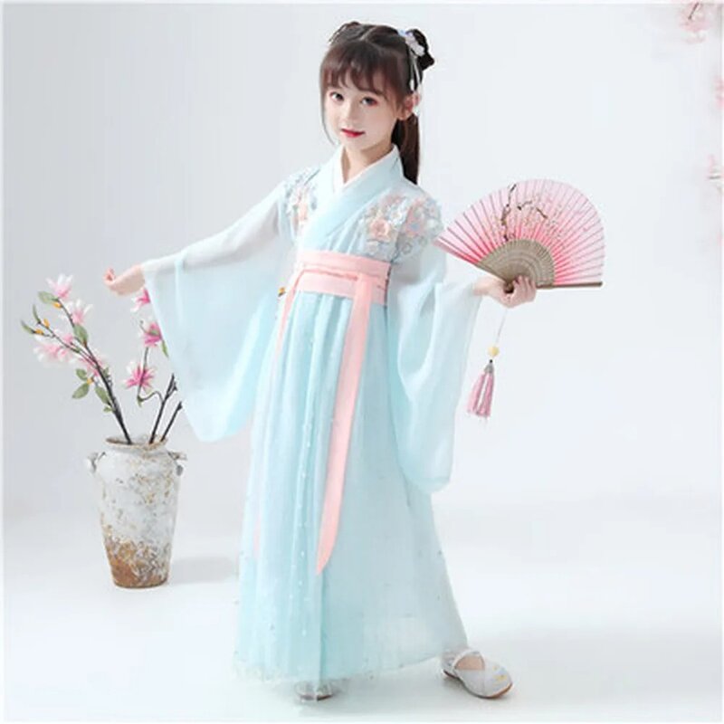 จีนโบราณเครื่องแต่งกายเด็ก Fairy ชุดคอสเพลย์ Hanfu Folk Dance เสื้อผ้าจีนแบบดั้งเดิมสำหรับหญิง