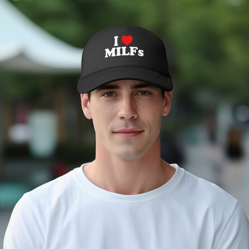 Funny I Love MILFs I Heart Baseball Caps Mesh Hats Summer Peaked Unisex Caps