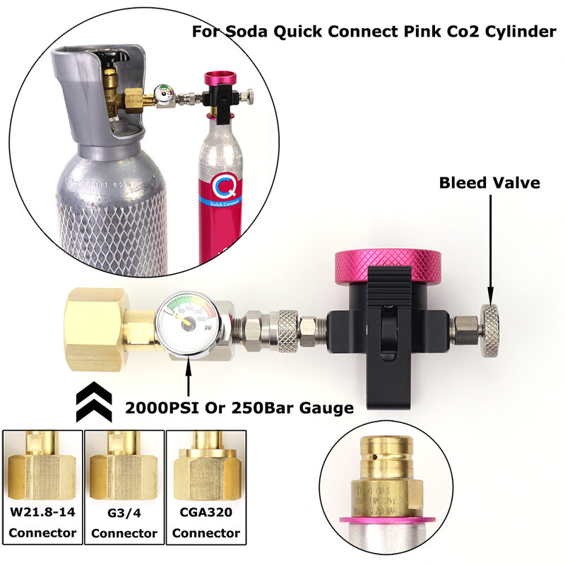Adaptador de recarga de cilindro de Co2, estación de llenado con Kit de calibre, Terra Sodastream/DUO/Art, conexión rápida, color rosa