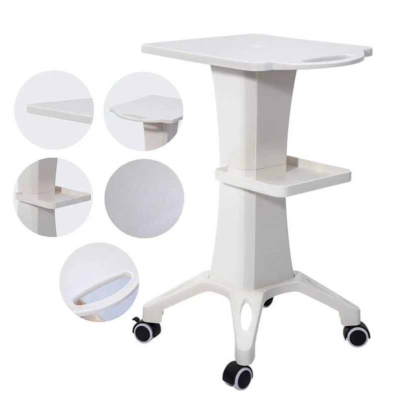 2 Tiers SPA Beauty Equipment Maintenance Cart Rack SPA Salon Trolley Rolling Tray Beauty Instrument Storage Tray for Home Spas