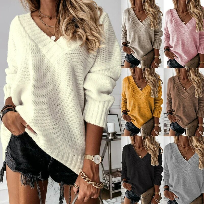 Suéter básico de malha feminino, pulôveres, tops, camiseta coreana, moletom da moda, roupa feminina, casual, quente, Jumper, Inverno, 2022