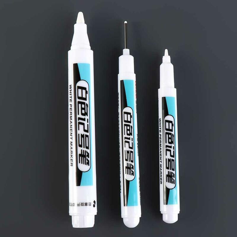 흰색 영구 페인트 펜, 방수, 부드러운 쓰기, 흰색 마커 펜, 쉽게 변형, 내마모성, 0.7mm, 1.0mm,. 2.5mm