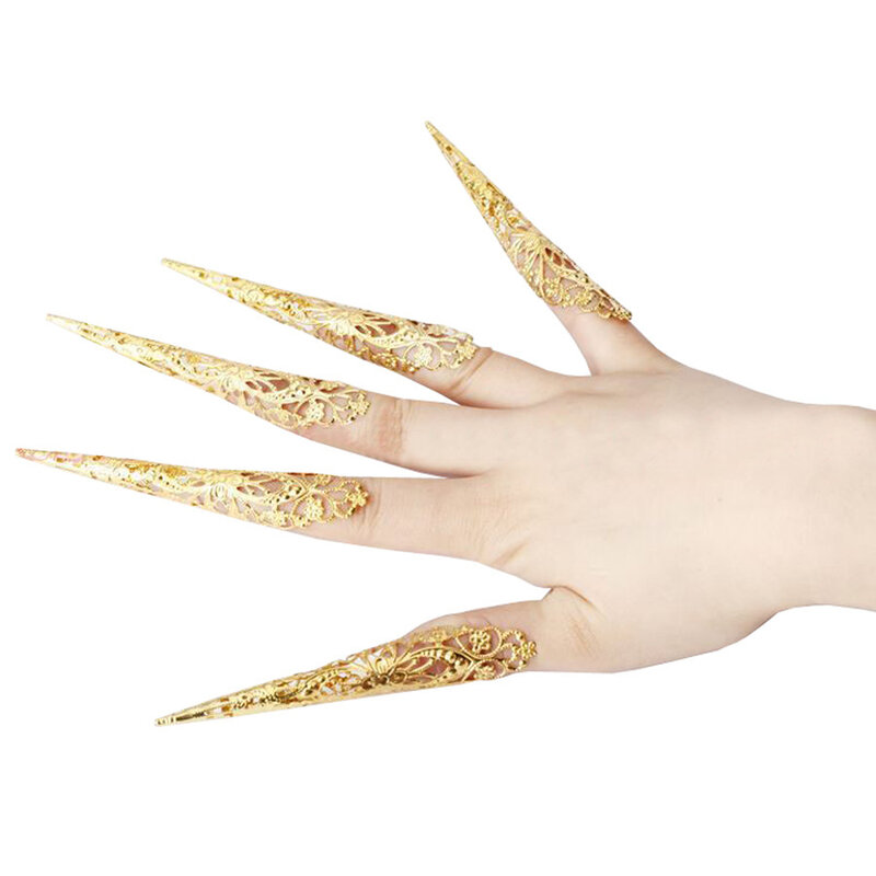Songyuexia Belly dance peacock false nail dance Indian Thai Golden Finger Jewelry For Belly Dance Dancing Finger Cot Costumes