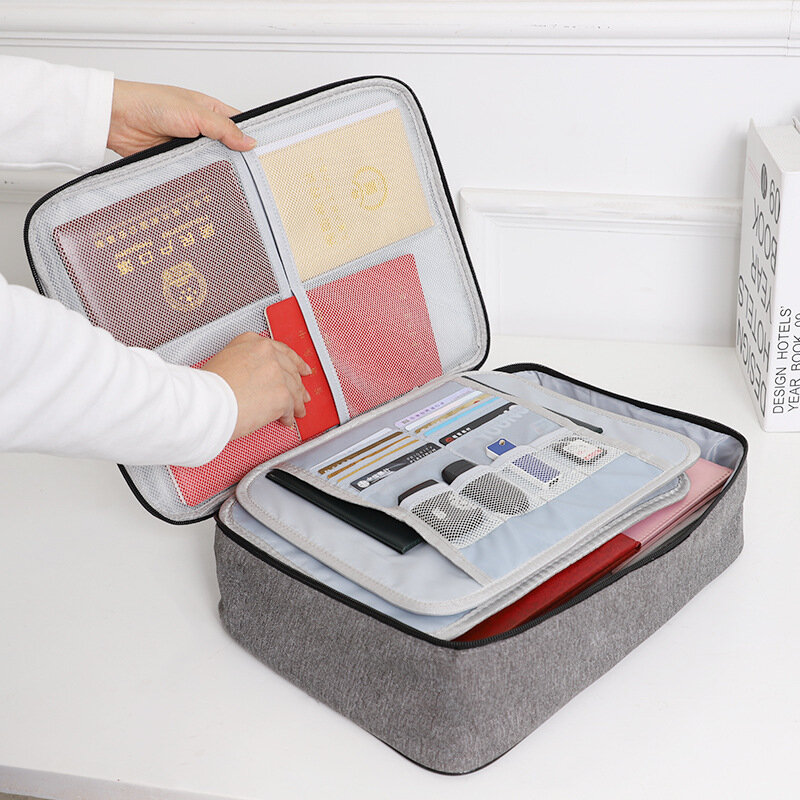 Document Organizer Briefcase A4 Folder Holder Men Women's Bag Cover Purse Passport Home Travel Safe Functional File Storage Case