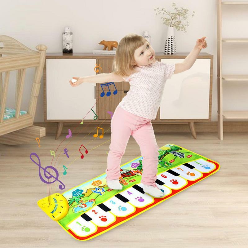 子供の調節可能な音楽プレイマット、折りたたみ式ピアノマット、5つのモード、不織布、ポータブル、ソフトバッテリー、教育玩具