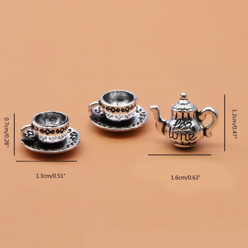 Mini Dollhouses Teapot Cup Saucer Kid Indoor Pretend Play Toy Furniture Pretend Play Toy Dollhouses Furniture for Girl