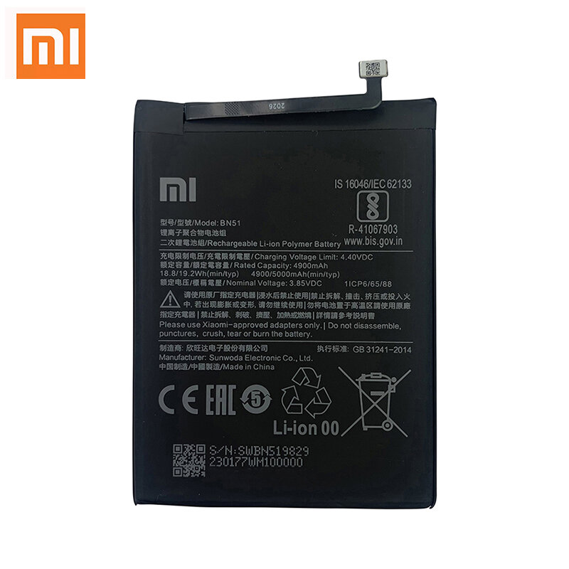 100% Originele Xiao Mi Bn51 5000Mah Telefoonbatterij Voor Xiaomi Redmi 8 Redmi 8a Redmi8 Redmi8 Redmi8a Vervangende Batterijen Bateria