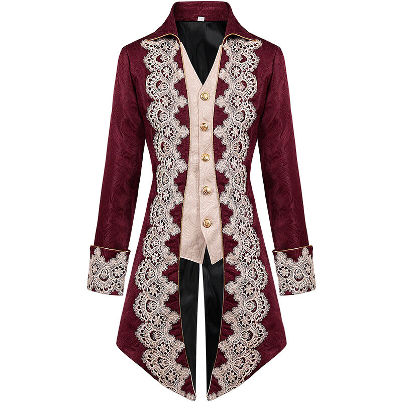 Plus Size Medieval Victorian Gothic Steampunk Jacket for Men Halloween Renaissance Party Cosplay Costume Nobleman Prince Tuexdo