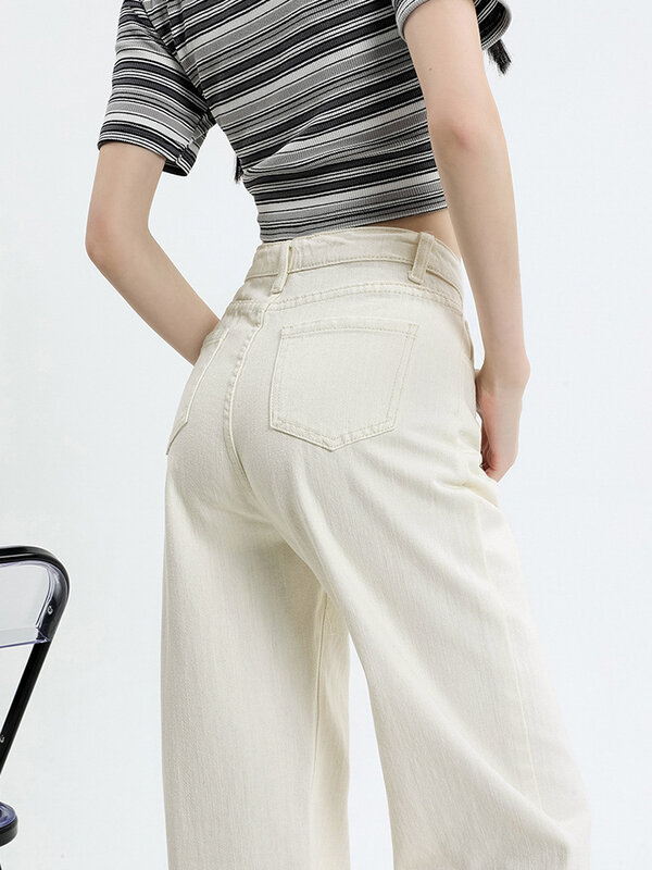 Jeans Frauen Mode koreanischen Stil Frühling einfache gerade Hose zart rein täglich in voller Länge Streetwear charmant gemütlich weich neu