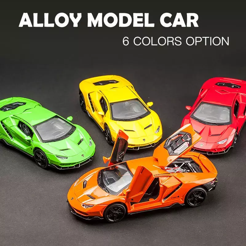 1:32 Lamborghinis LP770-4 750 lega modello di auto sportiva diecast metallo tirare indietro suono e luce modello di auto regalo collezione di giocattoli per bambini