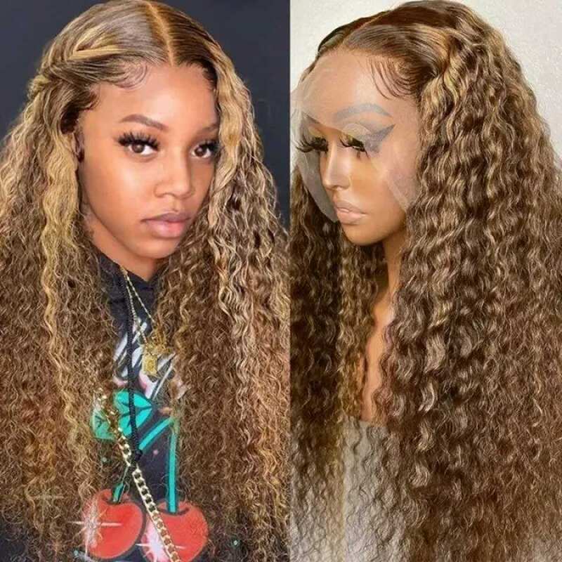 Highlight Wig 13x6 Hd Lace Frontal Wig Curly Human Hair Wigs Ombre Colored Honey Blonde Brazilian 13x4 Deep Wave Frontal Wig