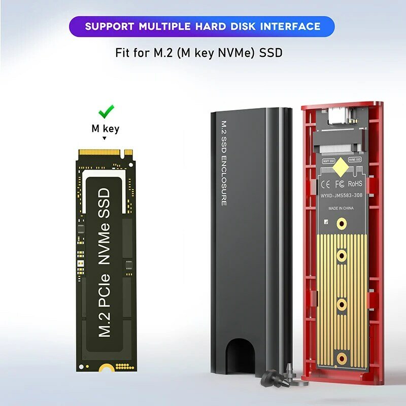 NVME Enclosure M.2กรณี NVME M2 SSD กรณี M2 SSD อะแดปเตอร์ SSD Enclosure อลูมิเนียม USB 3.1ประเภท C 10Gbps m.2 NVME กล่องภายนอก
