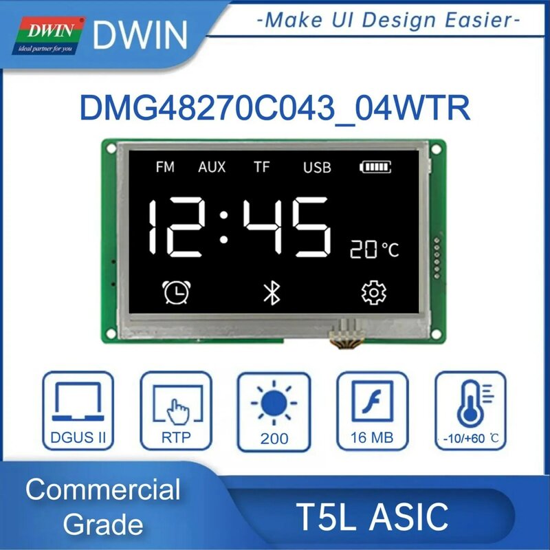 Gorąca sprzedaż DWIN 4.3 Cal 480x27 2 wyświetlacz TFT LCD ekran dotykowy HMI inteligentny ekran niska cena