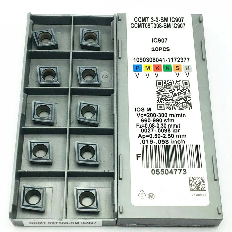 Вставка из цементированного карбида CCMT09T304 SM IC907 CCMT09T308 SM IC907 IC908, внутренний токарный инструмент CCMT 09T304 CCMT060204, детали для ЧПУ
