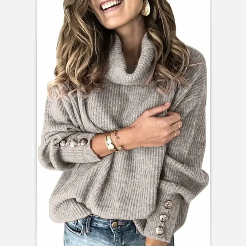 Женский свитер с высоким воротником, новый шерстяной свитер в Корейском стиле на осень и зиму, женские толстые модные Универсальные вязаные пуловеры с длинным рукавом