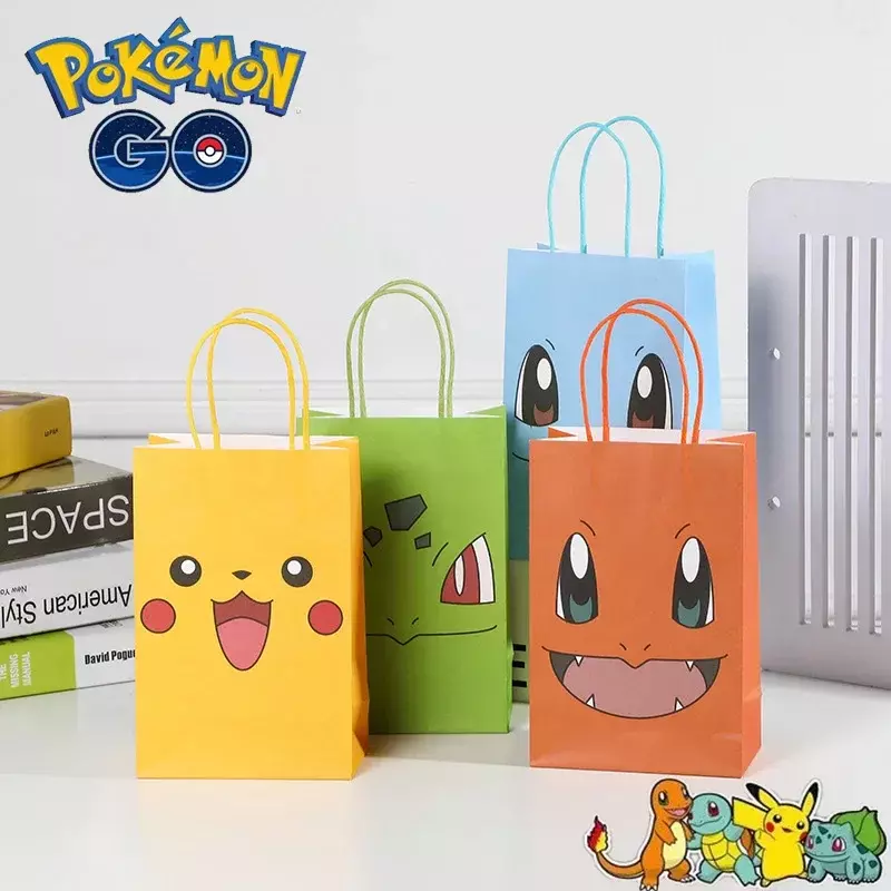 Sac en papier de bonbons Pokémon Pikachu, dessin animé Kawaii, cadeaux de vacances, emballage supérieur préféré, fête rigour, fournitures de fête, maison, jardin