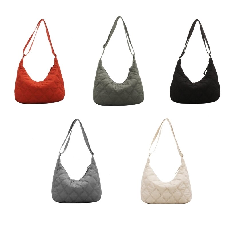 Женская сумка через плечо с ромбовидной сеткой, нейлоновые сумки для девочек, модные повседневные сумки для покупок