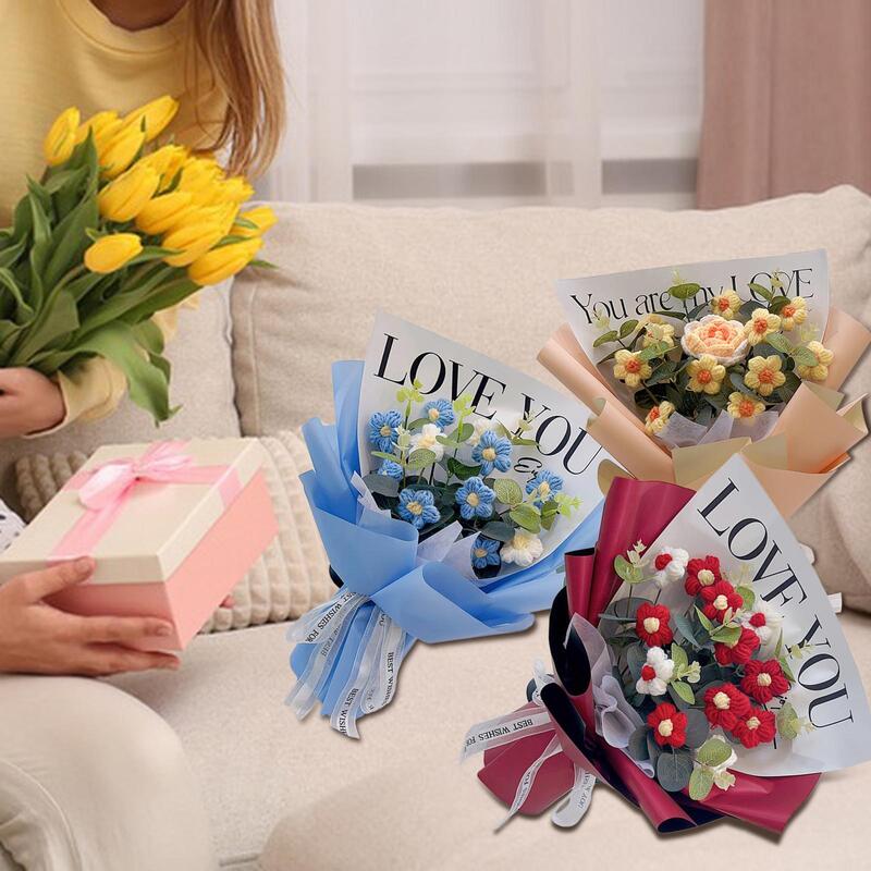 Букет цветов вязаных крючком от дочери, День матери для бабушки, женщин и мамы
