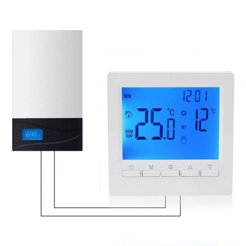 Termostat rumah tangga pintar dengan lampu latar layar besar pengontrol suhu pemanas ruangan dinding