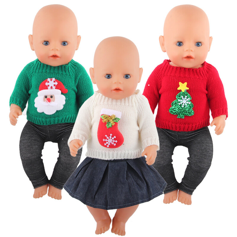 American Girl Doll Clothes para New Born Baby, Vestido de Natal, Alce, Papai Noel, Árvore, Terno para 43cm, OG Dolls Gift, 18"