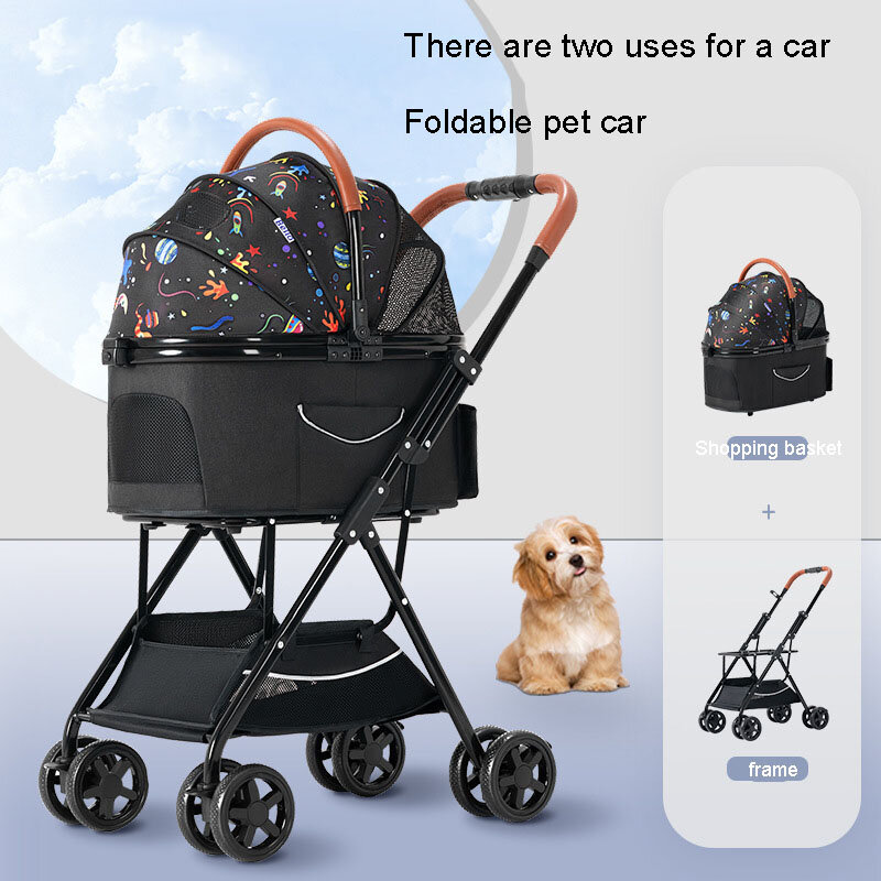 Cat Accessories Light Foldable Separation Cage Dog Car Seat Dog Buggy Go Out Travel Take A Walk Go Shopping Small Pet Strollers